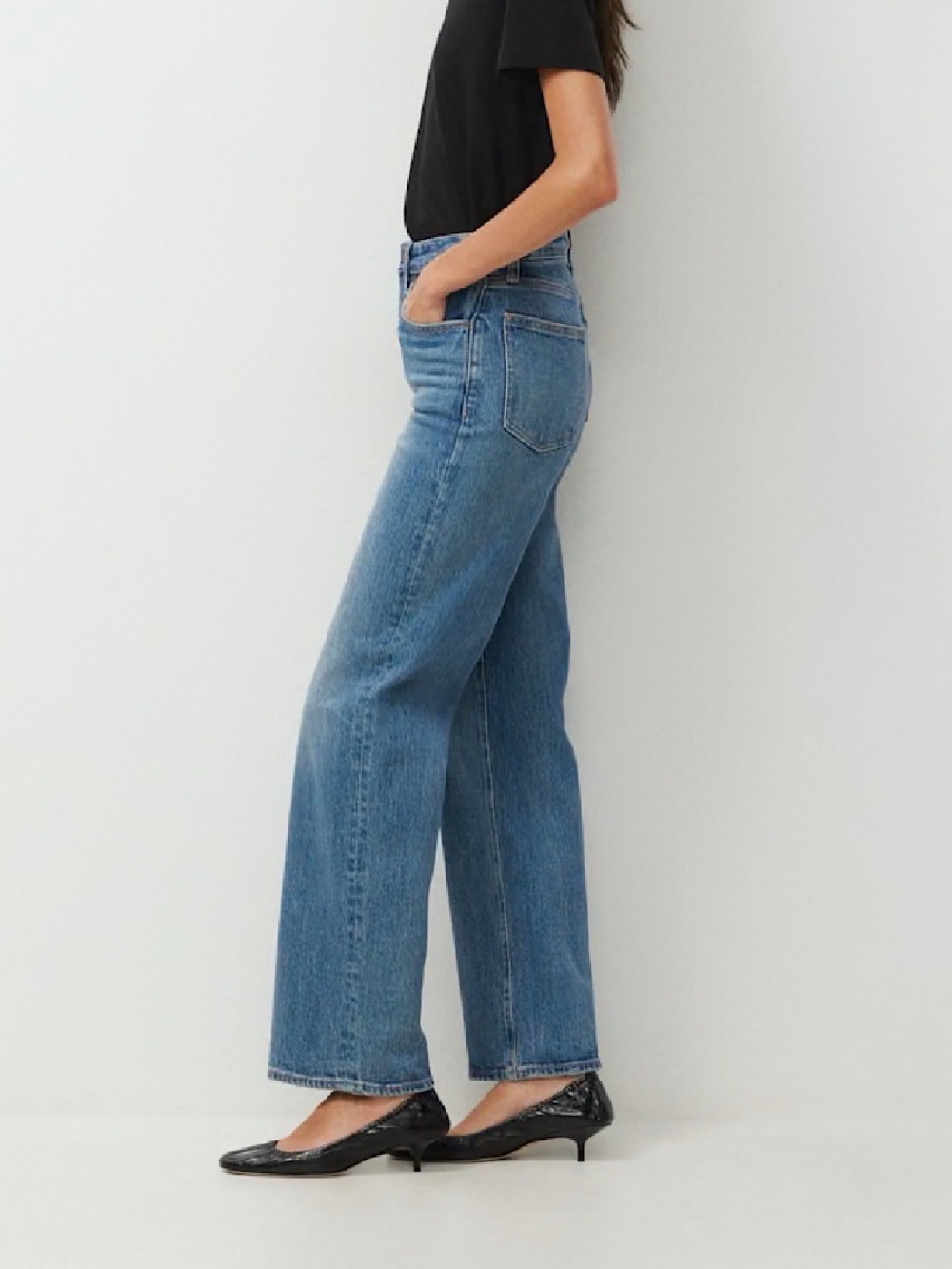 Denim Forum Mid-Blue Straight Leg Jeans